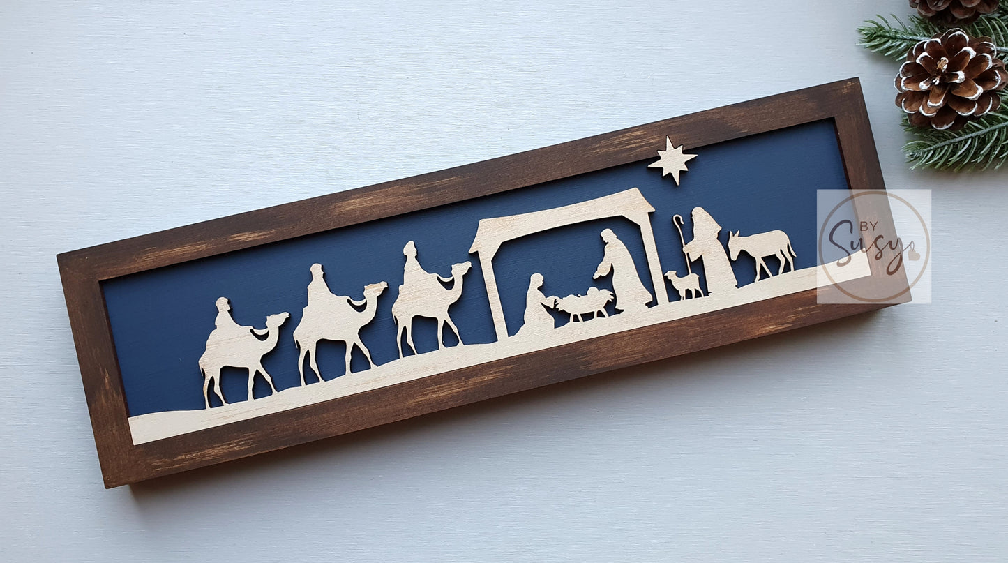 Layered Freestanding Nativity Sign